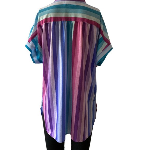 Vintage Lady Winn California by Teddi striped pastel size M-L Shirt - Picture 3 of 7